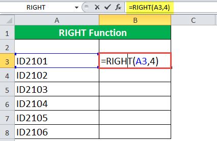 Excel RIGHT function with formula examples .